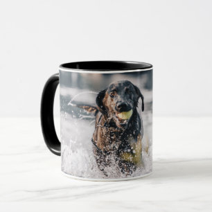 Black Labrador Plays Fetch In Water Mug