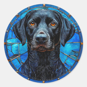 Black Labrador Portrait 🐾 Elegant Dog Lover Art  Classic Round Sticker