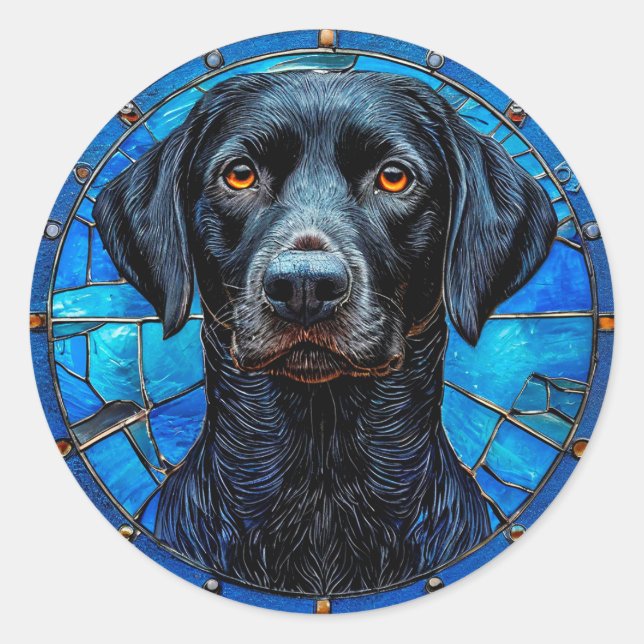 Black Labrador Portrait 🐾 Elegant Dog Lover Art  Classic Round Sticker (Front)