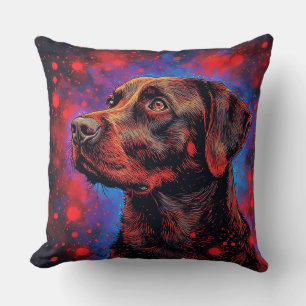 Black Labrador Portrait in a Cosmic Space Cushion