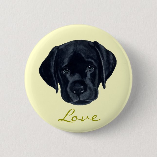 Black Labrador Puppy 6 Cm Round Badge (Front)
