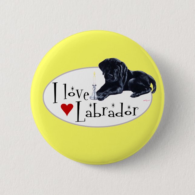 Black Labrador Puppy 6 Cm Round Badge (Front)