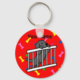 Black Labrador Puppy Cartoon Key Ring