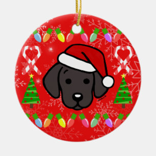 Black Labrador Puppy Christmas Pattern Ceramic Tree Decoration