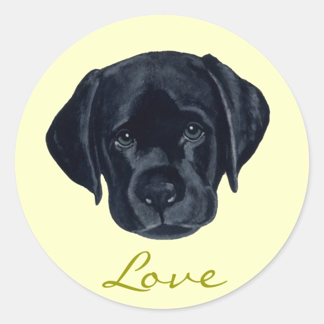 Black Labrador Puppy Classic Round Sticker (Front)