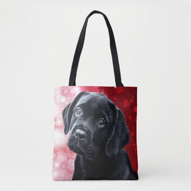 Black Labrador Puppy Cute Labrador Retriever Tote Bag (Front)
