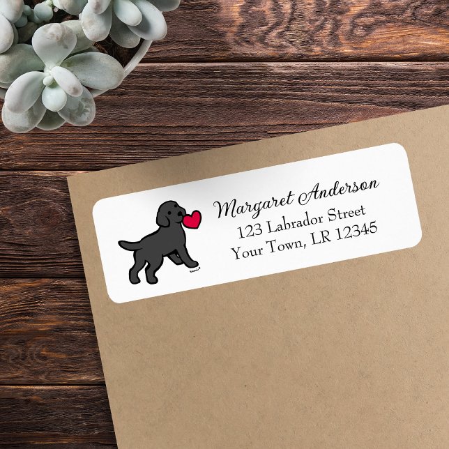 Black Labrador Puppy Little Heart (Black Labrador Puppy Little Heart Return Address Labels for Labrador Owners.  Labrador Cartoon.)