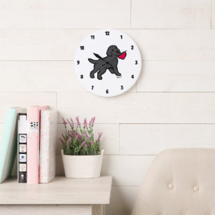 Black Labrador Puppy Little Heart Large Clock