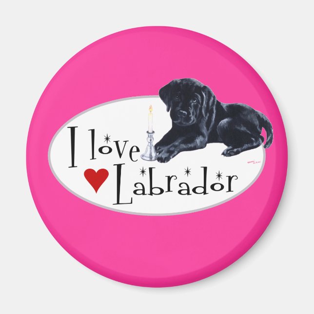 Black Labrador Puppy Magnet (Front)