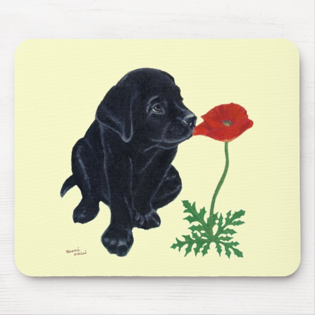 Black Labrador Puppy Mouse Mat (Front)