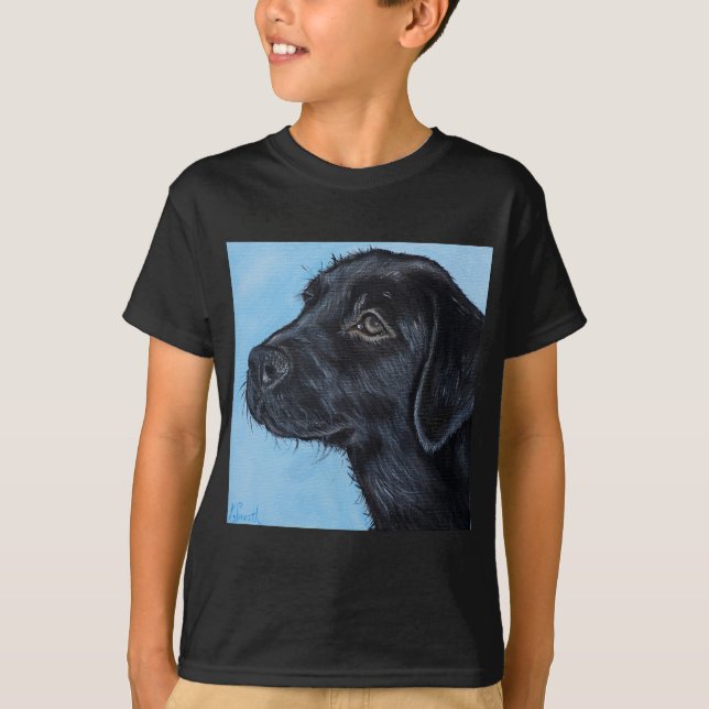 Black Labrador Puppy Painting T-Shirt (Front)