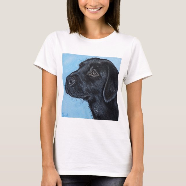 Black Labrador Puppy Painting T-Shirt (Front)