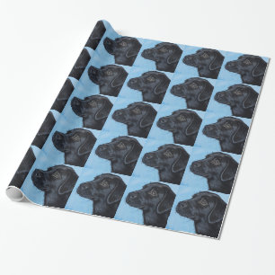 Black Labrador Puppy Painting Wrapping Paper