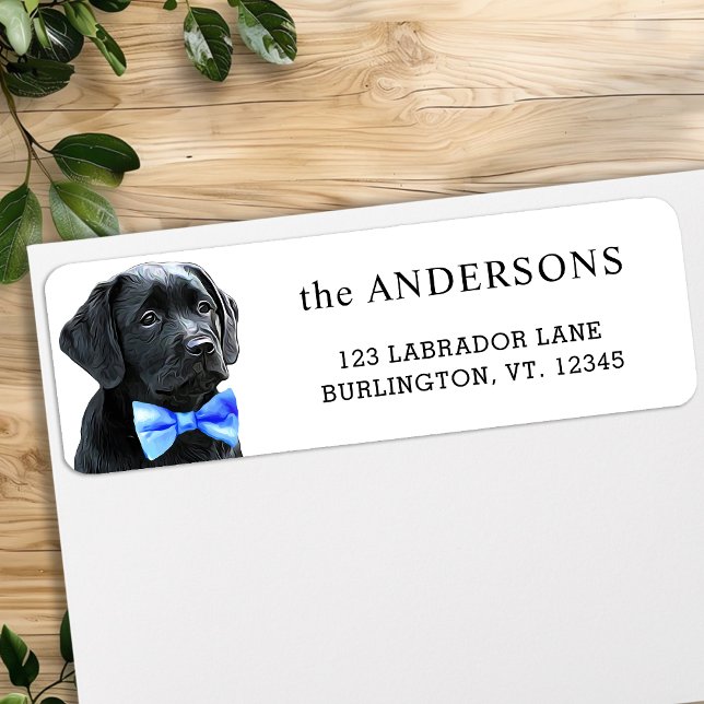 Black Labrador Puppy Return Address Label (Creator Uploaded)