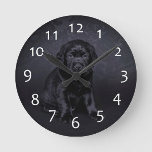 Black Labrador puppy Round Clock