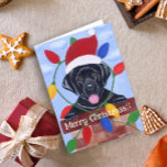 Black Labrador Puppy Santa Christmas Holiday Card<br><div class="desc">Black Labrador Puppy Santa Christmas Holiday Card for Labrador Fans.   An adorable Black Labrador Puppy is popping up from the chimney. :)  Santa Hat on the head.  Whimsy and funny Labrador Retriever Painting painted by Naomi Ochiai from Japan.</div>