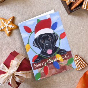 Black Labrador Puppy Santa Christmas Holiday Card