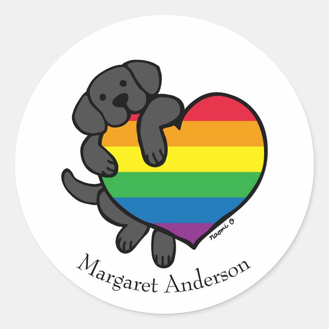 Black Labrador Rainbow Pride Classic Round Sticker (Front)