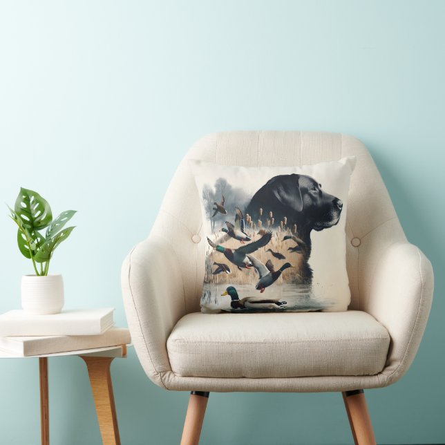 Black Labrador Retriever and Ducks Cushion (Chair)