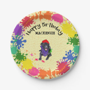 Black Labrador Retriever Art Birthday Party     Paper Plate