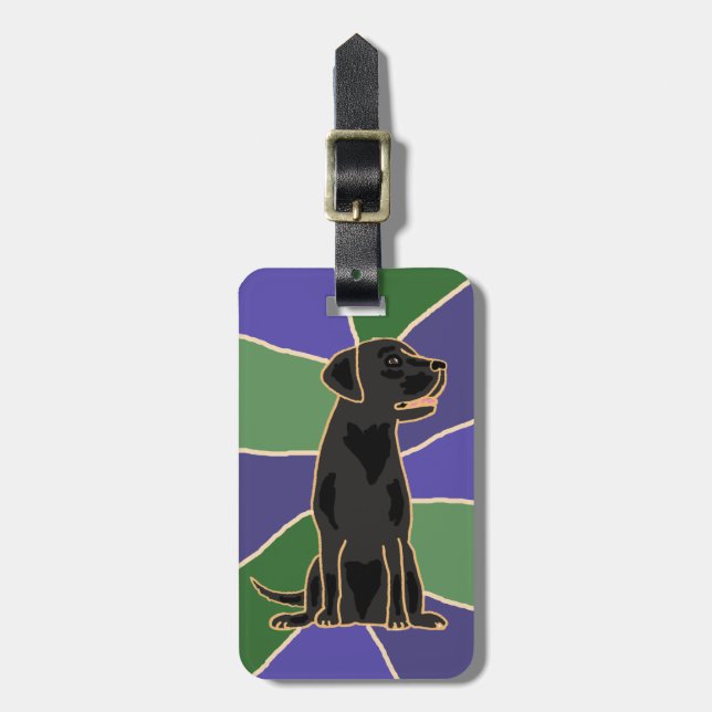 Black Labrador Retriever Art Luggage Tag (Front Vertical)