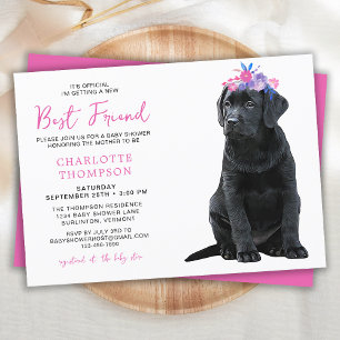 Black Labrador Retriever Baby Shower Simple Cute Invitation