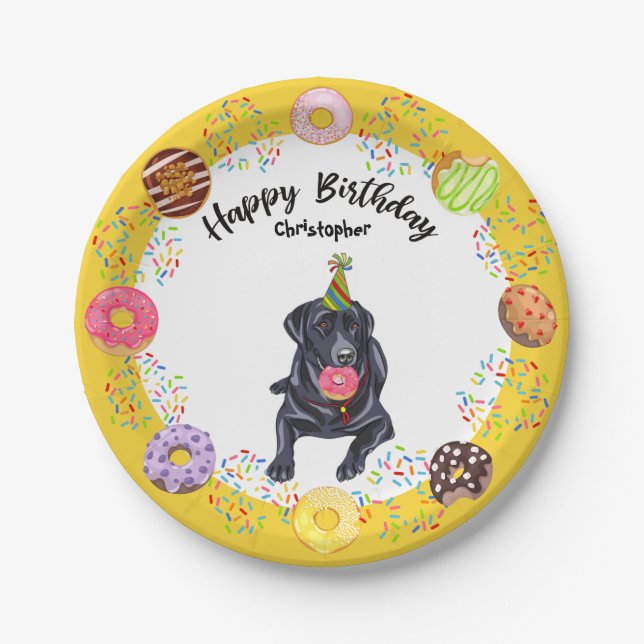  Black Labrador Retriever Birthday Party Plate (Front)
