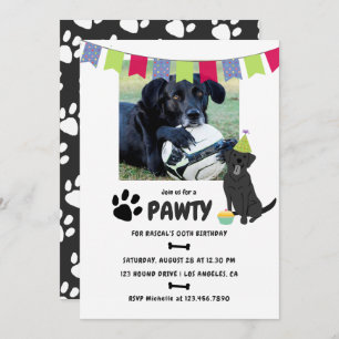 Black Labrador Retriever Birthday photo invite