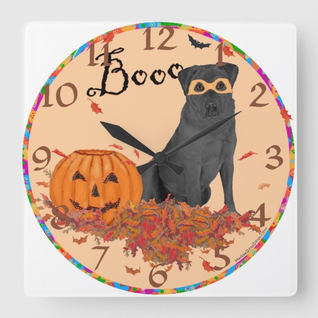 Black Labrador Retriever Boo! Square Wall Clock (Front)