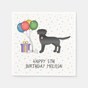 Black Labrador Retriever Cartoon Dog - Birthday Napkin