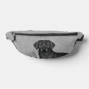 Black Labrador Retriever Cartoon Dog Head Grey Bum Bags