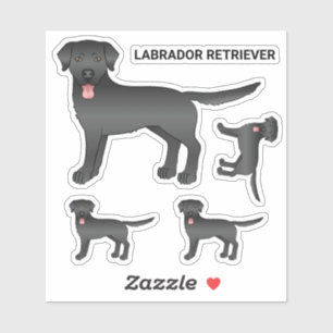 Black Labrador Retriever Cartoon Dog Illustration