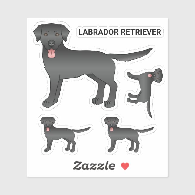 Black Labrador Retriever Cartoon Dog Illustration (Sheet)