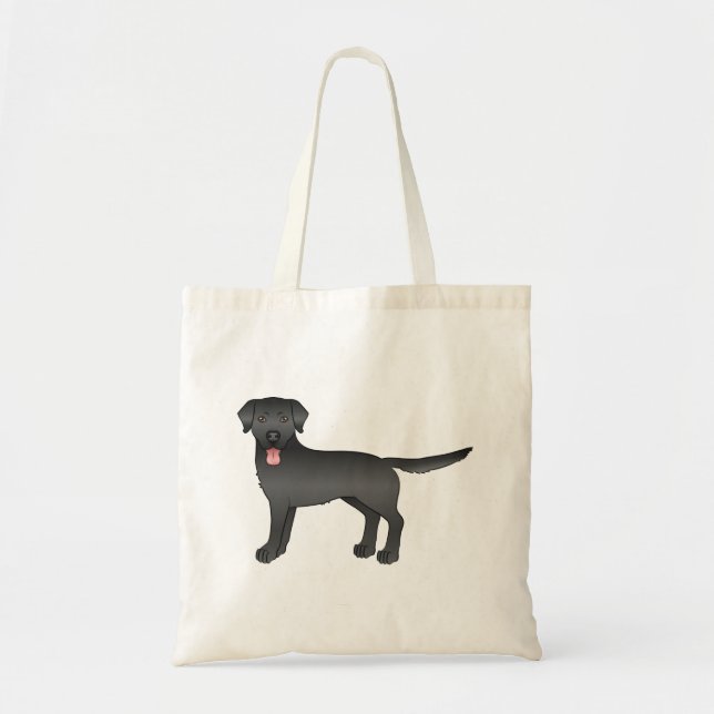 Black Labrador Retriever Cartoon Dog Illustration Tote Bag (Front)