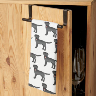 Black Labrador Retriever Cartoon Dog Pattern Tea Towel