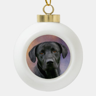 Black Labrador Retriever Ceramic Ball Christmas Ornament