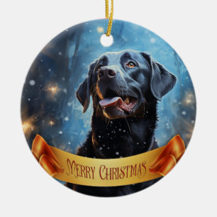 Black Labrador Retriever Ceramic Tree Decoration