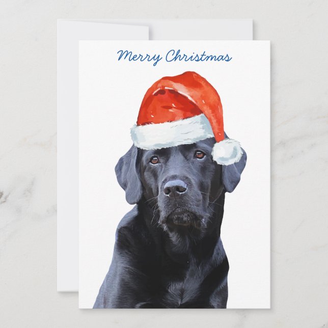 Black Labrador Retriever Christmas Cute Santa Dog Invitation (Front)