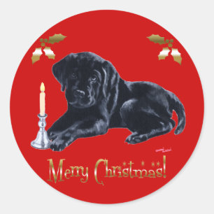 Black Labrador Retriever Christmas Gold Classic Round Sticker