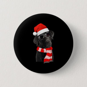 Black Labrador Retriever Christmas Lights Santa Ha 6 Cm Round Badge