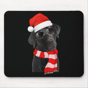 Black Labrador Retriever Christmas Lights Santa Ha Mouse Mat