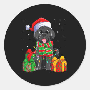Black Labrador Retriever Christmas Lights Xmas Lab Classic Round Sticker