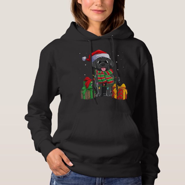 Black Labrador Retriever Christmas Lights Xmas Lab Hoodie (Front)