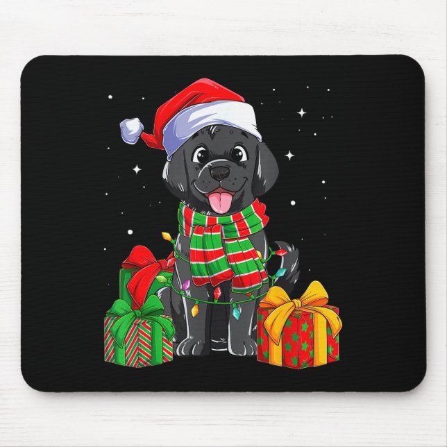 Black Labrador Retriever Christmas Lights Xmas Lab Mouse Mat (Front)
