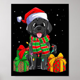 Black Labrador Retriever Christmas Lights Xmas Lab Poster