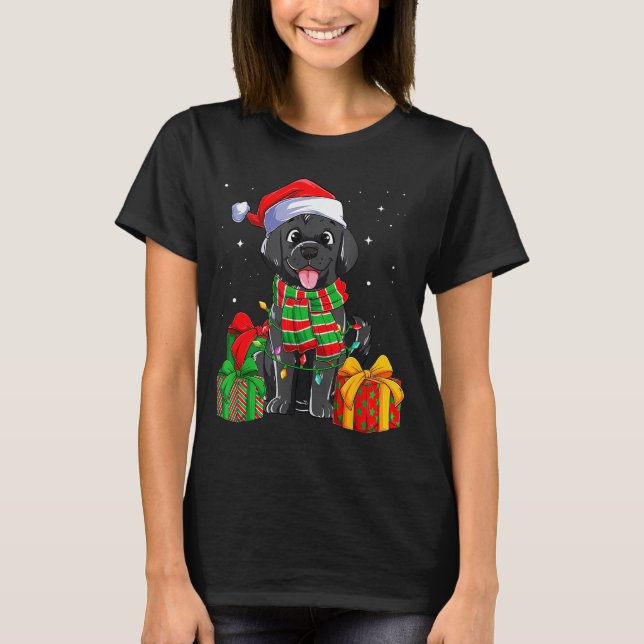 Black Labrador Retriever Christmas Lights Xmas Lab T-Shirt (Front)