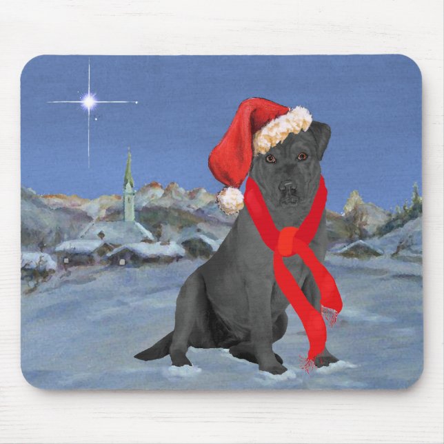 Black Labrador Retriever Christmas Mouse Mat (Front)