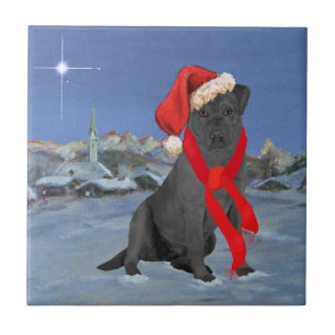 Black Labrador Retriever Christmas Tile