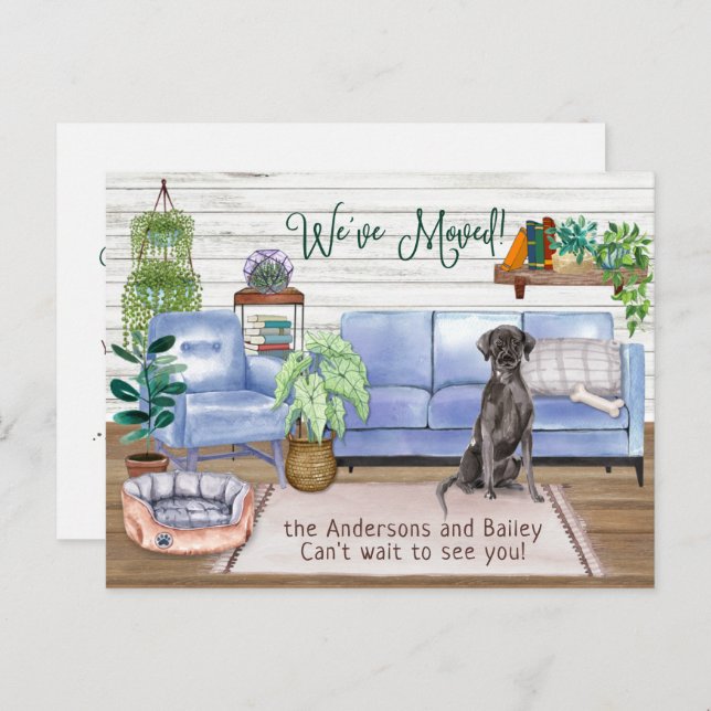 Black Labrador Retriever Cosy New Home Moving   Announcement Postcard (Front/Back)