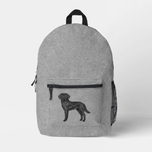Black Labrador Retriever Cute Cartoon Dog Grey Printed Backpack